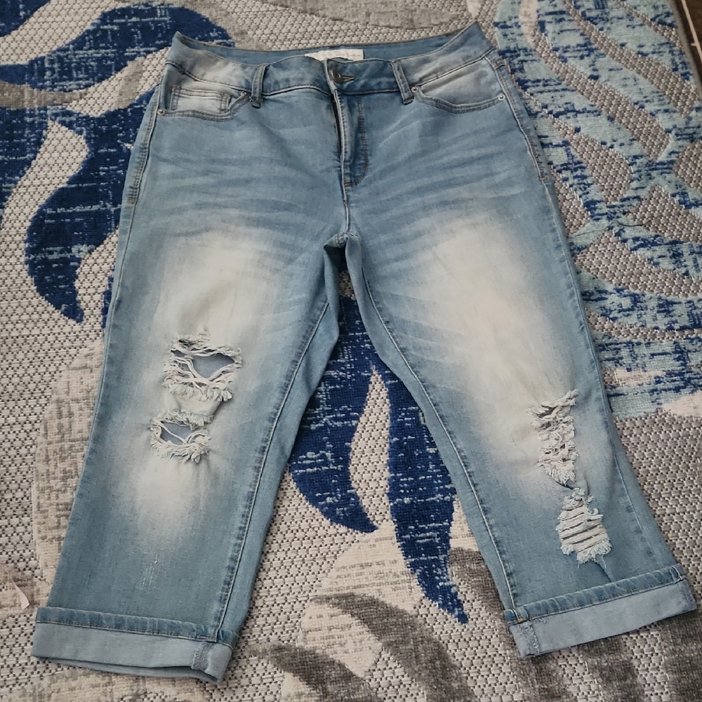 Casual Light Blue Distressed Boyfriend Jeans - Picture 1 of 7